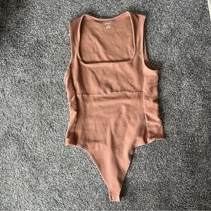 American Eagle Ribbed Brown Sleeveless Bodysuit